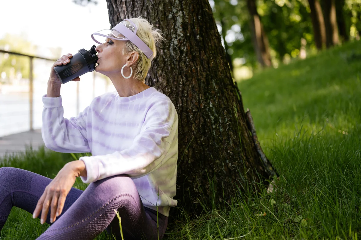 Woman drinking a protein shake